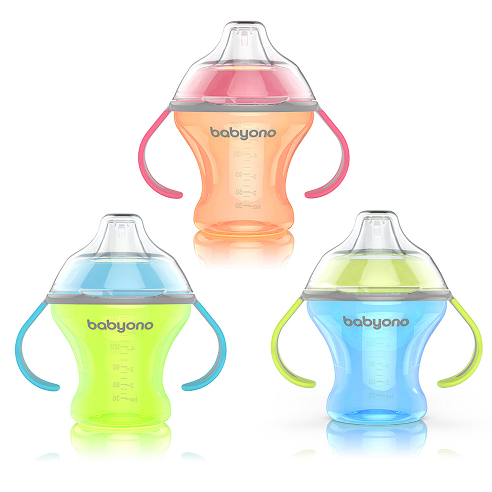 Babyono cseppmentes itatópohár puha szívókával, természetes, 180 ml