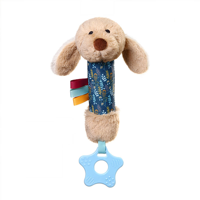 Câine Willy Squeaker cu jucărie de dentiție