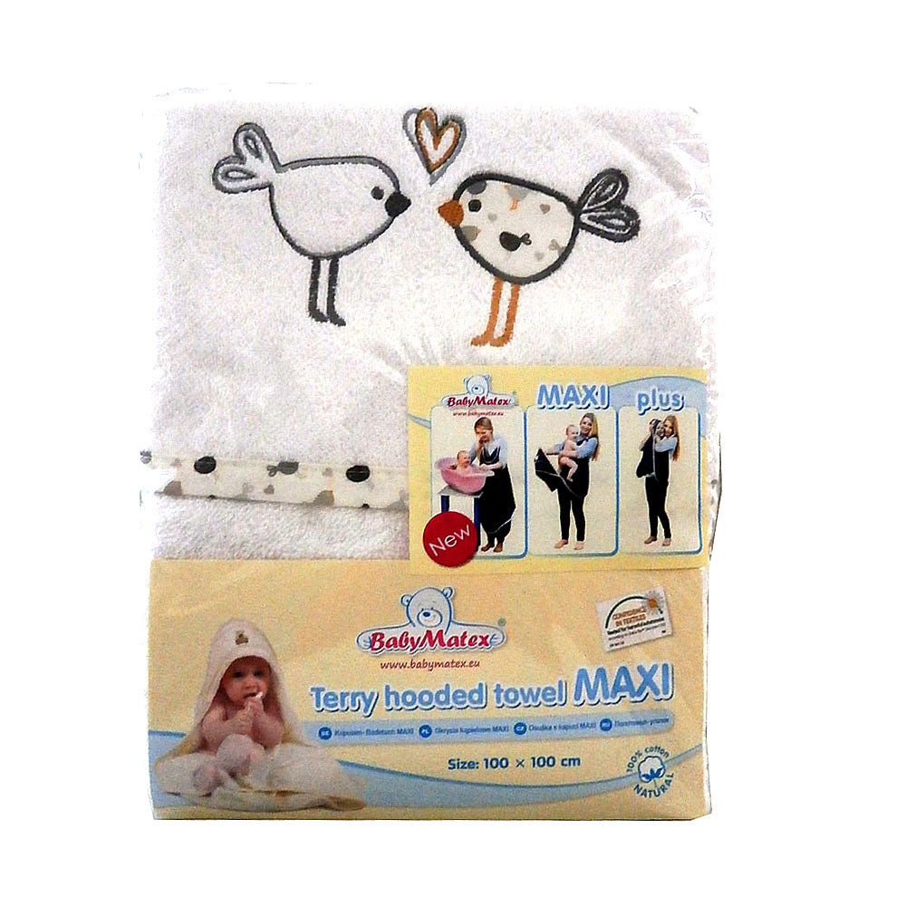 Хавлия С Качулка Maxi Plus Birds 100 100 01 Baby Matex