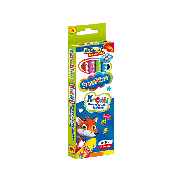 Creioane 6 culori cu ascuțitoare Bambino Rabbit