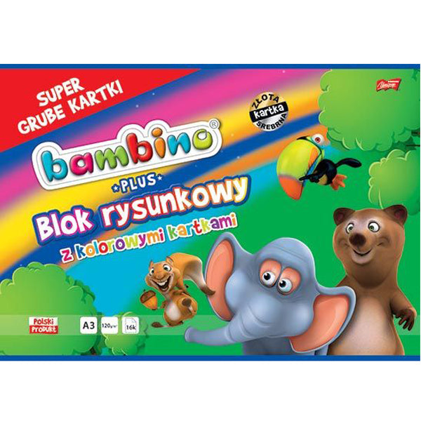 Bloc de desen Bambino A3 colorat 16 L. Elefant