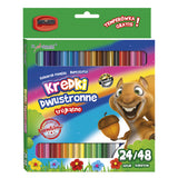 Creioane colorate cu două fețe, 24 buc/48 de culori, cu ascuțitoare, model arici