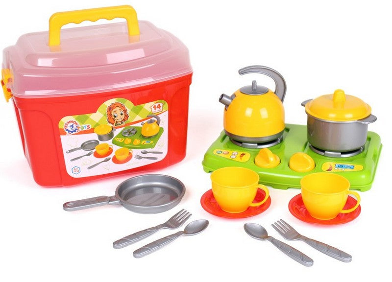 Bucătărie într-o cutie cu mâner și capac transparent 22x17x19