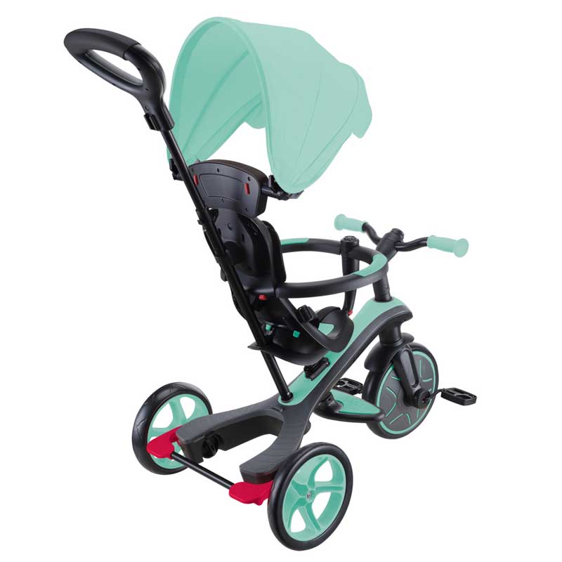 Tricicletă Globber Explorer 4 în 1 cu baldachin - Verde Mentă