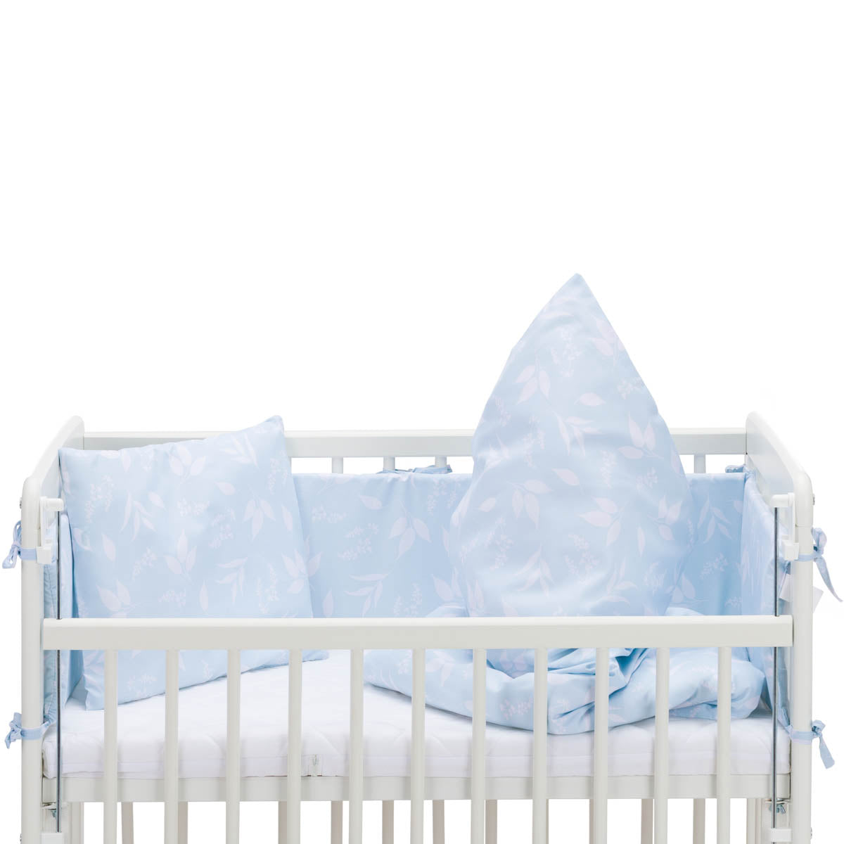 Fillikid Luxe Спален Комплект За Кошара Nino 4 Части - Leaves Light Blue