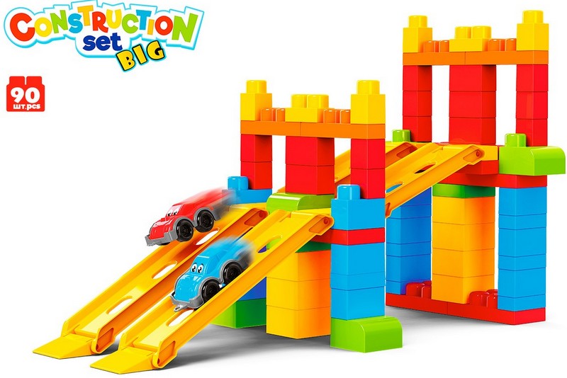 Constructor de șine 90 piese cu cărucioare 45x38x12cm