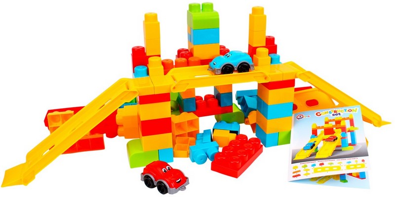 Constructor de șine 90 piese cu cărucioare 45x38x12cm