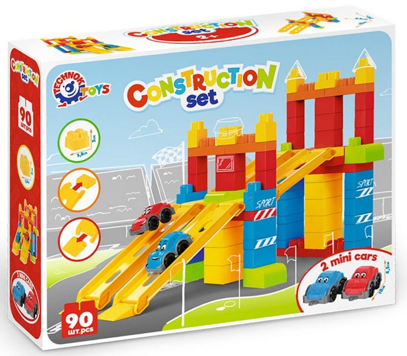 Constructor de șine 90 piese cu cărucioare 45x38x12cm