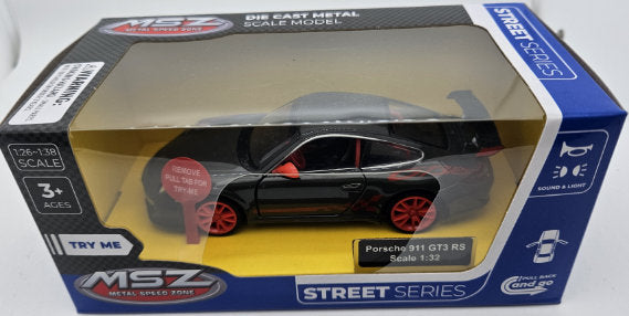 Метален Точен Модел Кола 1:32 Porsche 911Gt3 Rs Засилване С Издърпване Назад Отваряеми ВратиСветлина И Звук При Натискане На Капака Или Отваряне Ня Вратата