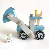 Bl 20516 Дървен Багер С Инструменти Син Raya Toys