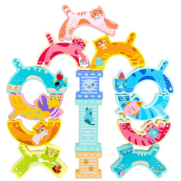 Sh2020 Дървена Игра За Баланс Котки Raya Toys