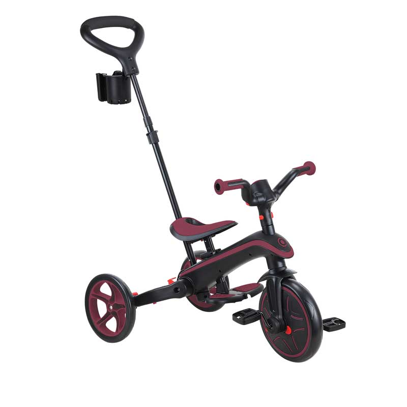 Tricicletă pentru copii 4 în 1 Globber Explorer, pliabilă, culoare vișinie