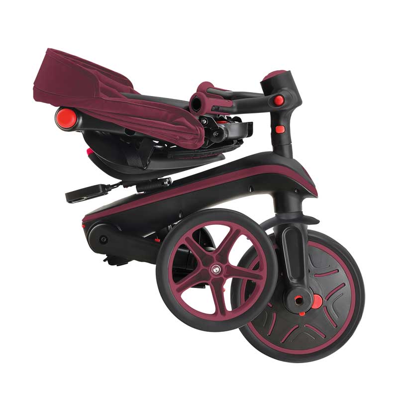Tricicletă pentru copii 4 în 1 Globber Explorer, pliabilă, culoare vișinie