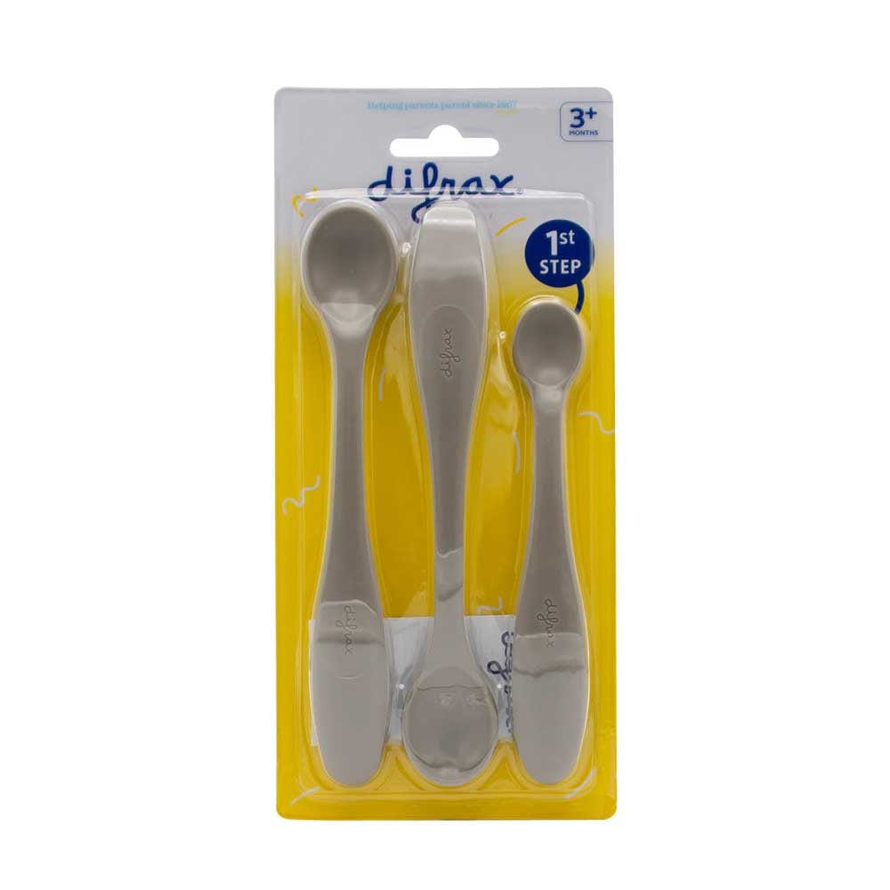 Set de lingurițe pentru înțărcare Difrax pentru hrana bebelușilor, 3 buc./pachet - Argilă