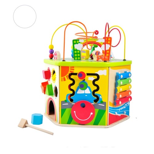 Голяма Дървена Детска Дидактическа Играчка Хексостен Smartbaby