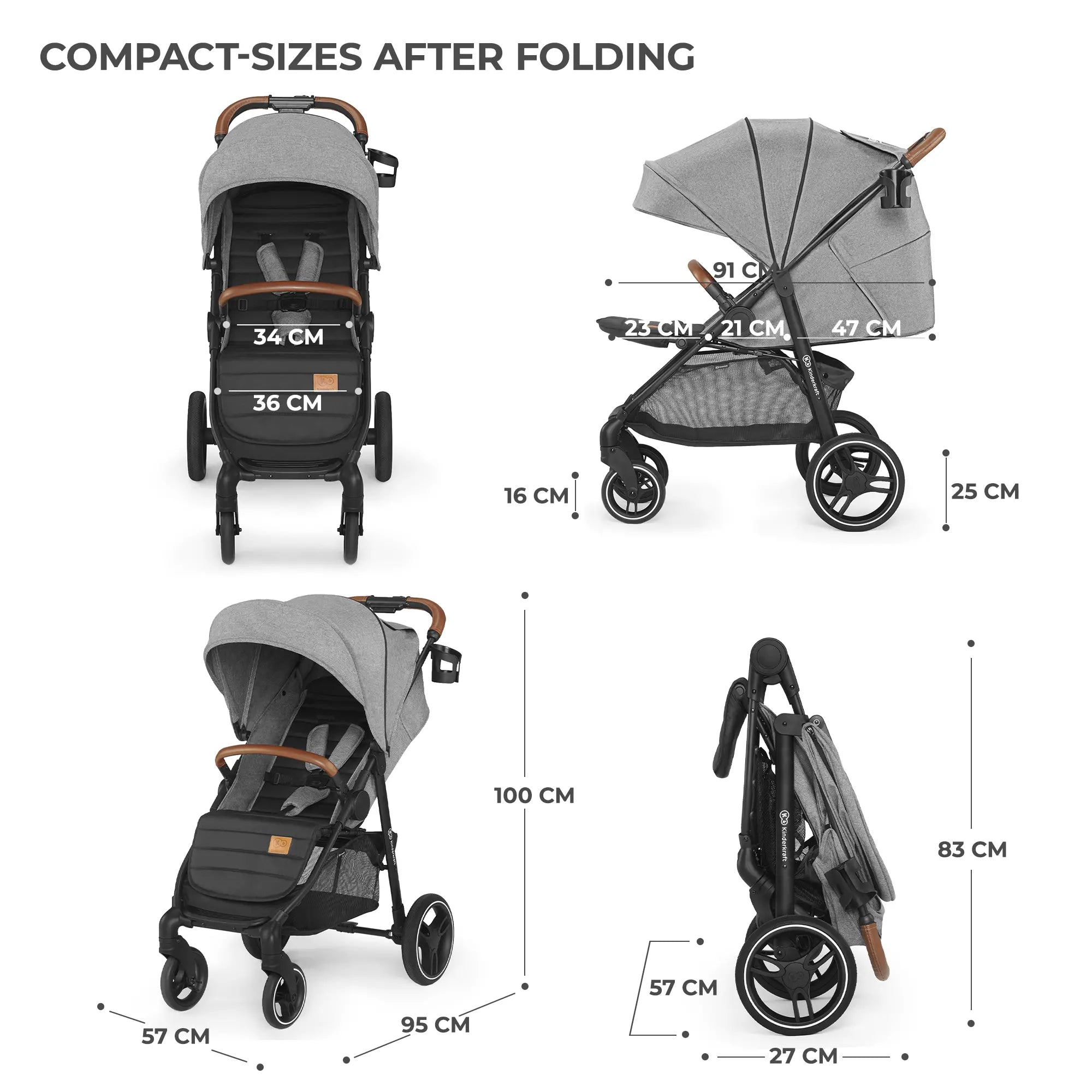 Grande Plus Бебешка Количка Grey Kinderkraft