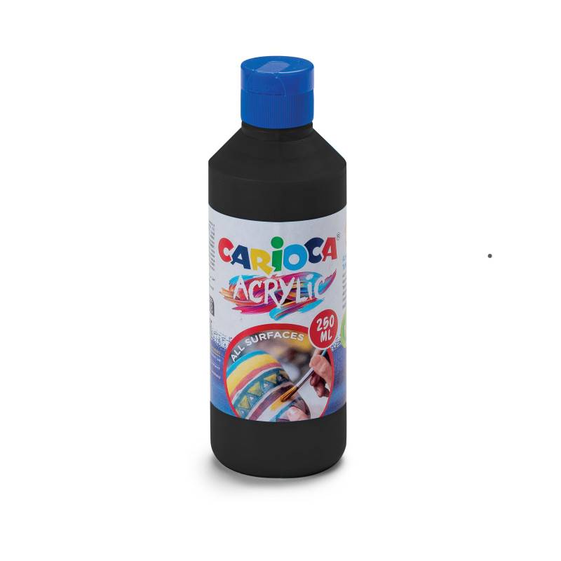 Akril akvarellfesték, 250 ml, fekete, Carioca