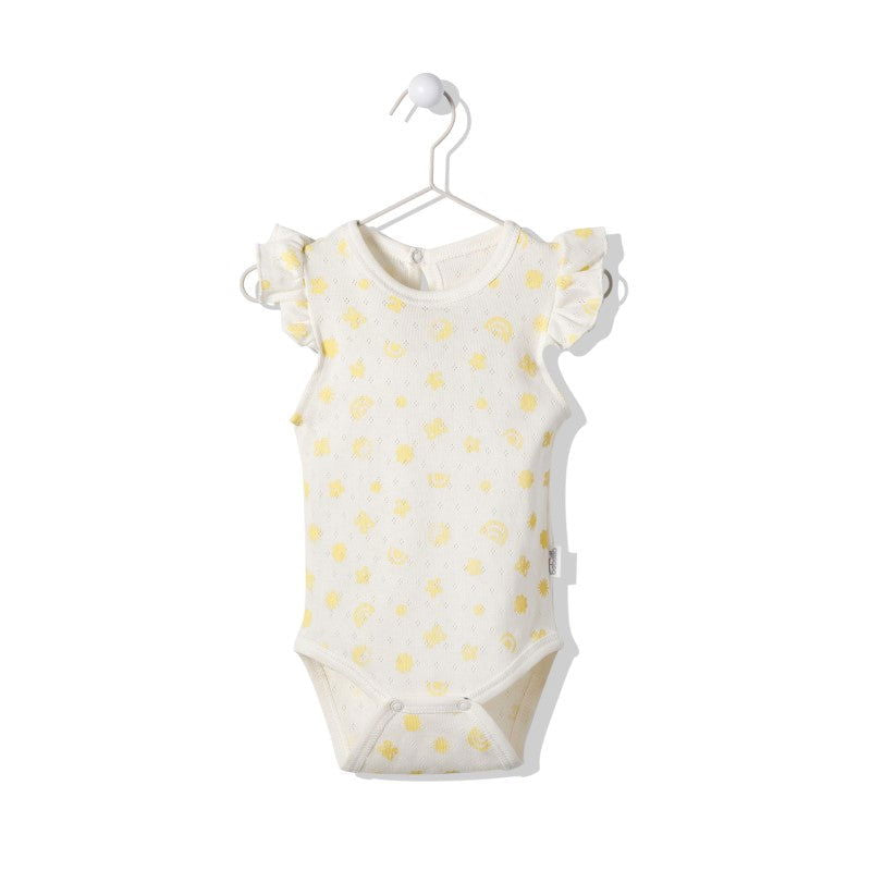 T3012 Боди Sun And Friends Бял-Жълт 9-12M/80Cm --- BebeMama