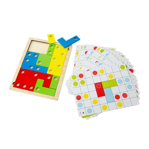 Дървена Логическа Игра За Подреждане На Цветни Фигури По Шаблон Smartbaby