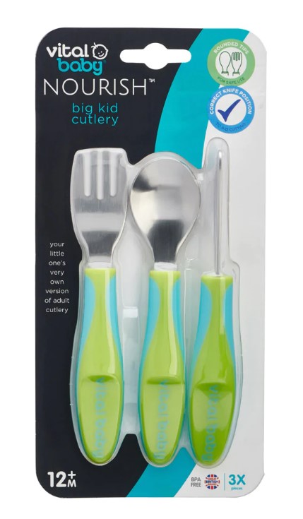 Tacâmuri metalice pentru copii, 12 luni+, Green Vital Baby