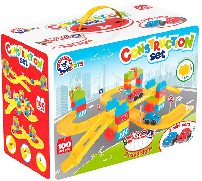 Писта Конструктор 100 Части С Колички И Пътни Знаци 37Х28Х20 См - Строители, Мозайки И Конструктори - Thesmileofyourbaby - BebeMama