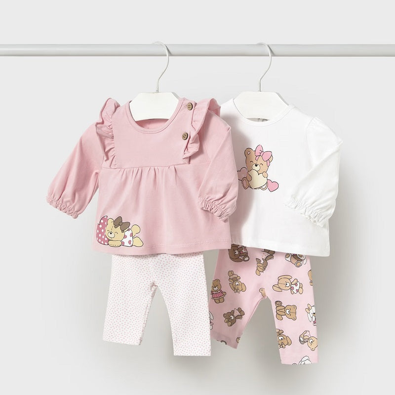 Mayoral bébirózsaszín leggings szett, 4 részes