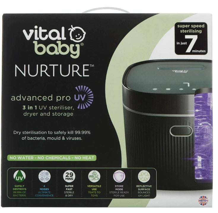 Sterilizator UV Advanced Pro cu funcție de uscare, negru, Vital Baby