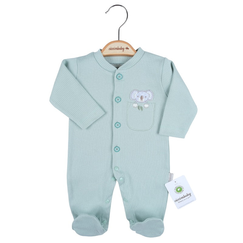 U4792 Zöld színű Ciccim Baby rugdalózó, gombokkal, 1 hónapos korig