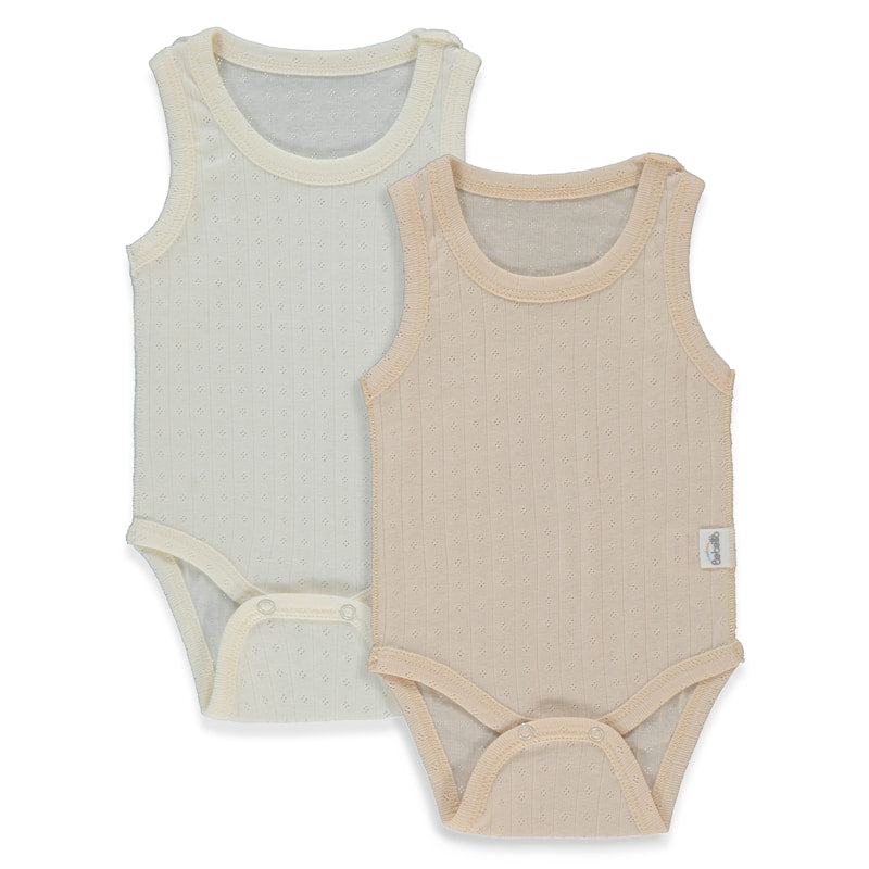 T4128 Боди Потник 2 Бр. Basic 26 9 12m 80cm Ecru Bebetto