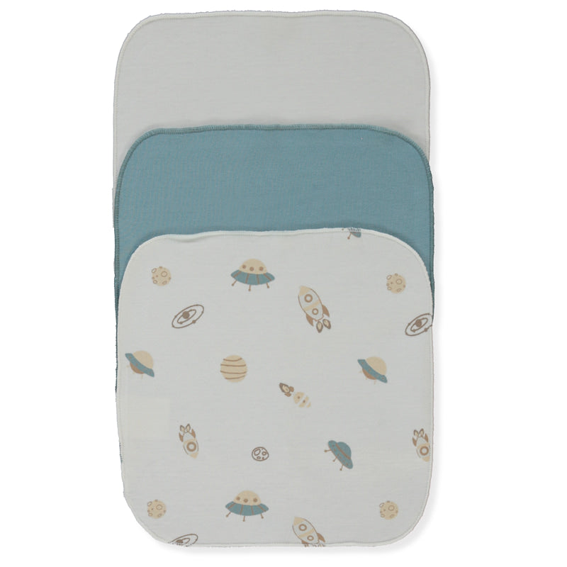 C1215 Кърпи 3 Бр. To Space 20x20cm Green Petrol Bebetto