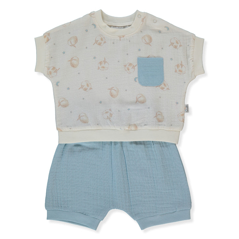F1464 К Кт 2ч. Муселин Pillowy 6 9m 74cm Blue Bebetto