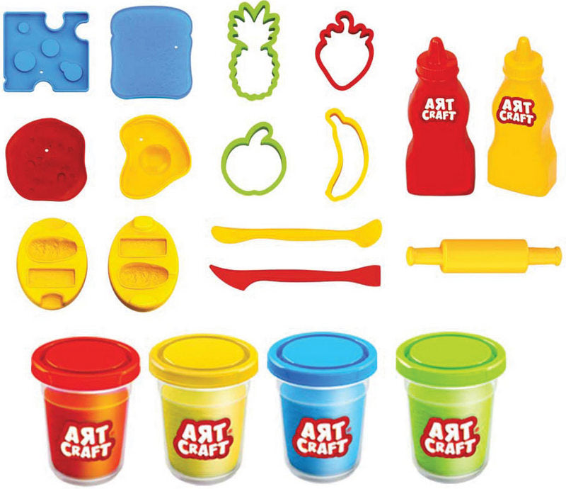 Coș cu plastilină, matrițe și unelte 23x12x17