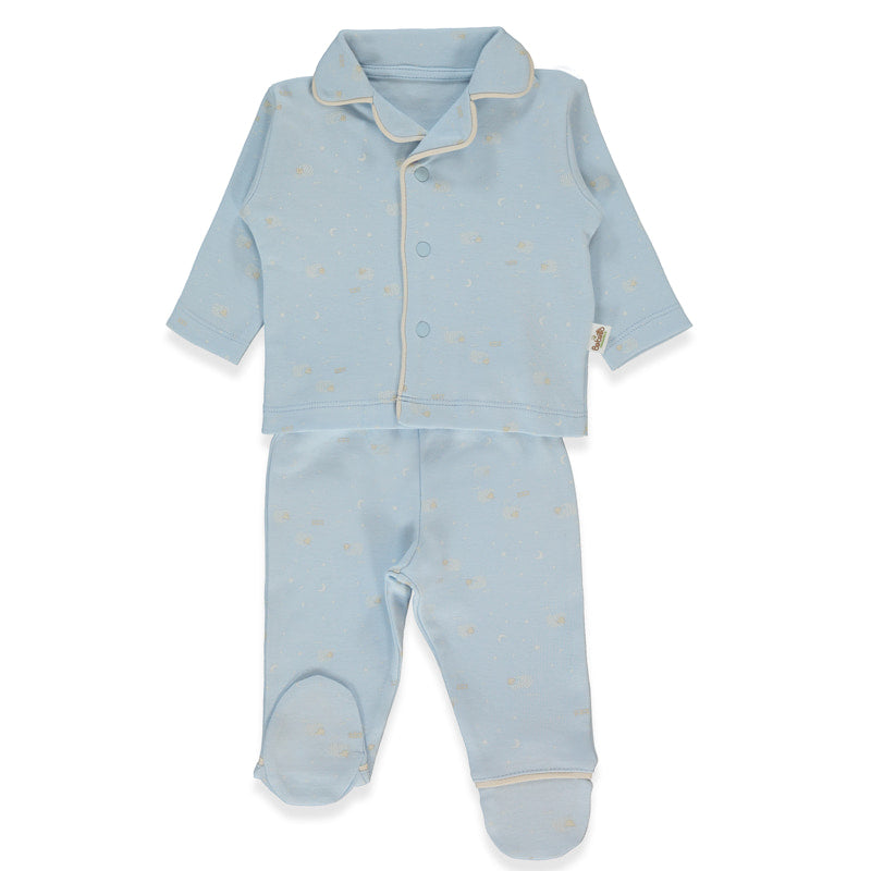 F1448 Пижама 2ч Organic Sleepy Sheepy Blue 0 1m Bebetto