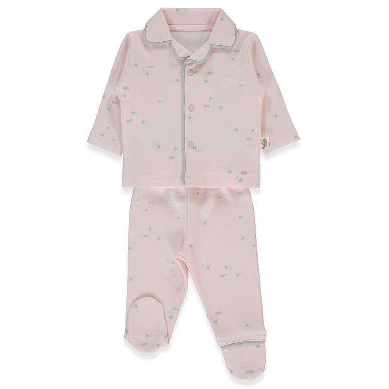 F1448 Пижама 2ч Organic Sleepy Sheepy Pink 1 3м Bebetto