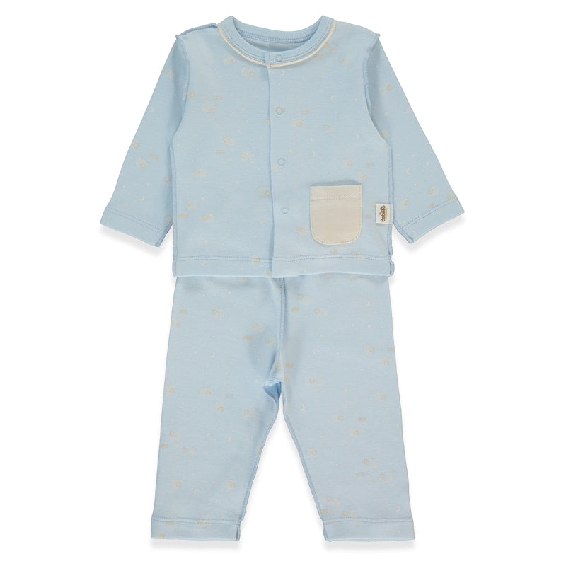 F1458 Пижама 2ч Organic Sleepy Sheepy Blue 0 1m Bebetto