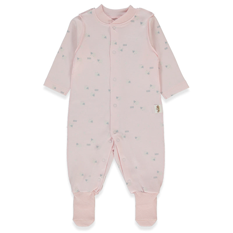 T4072 Overall Organic Sleepy Sheepy Pink 0-3hó Bebetto
