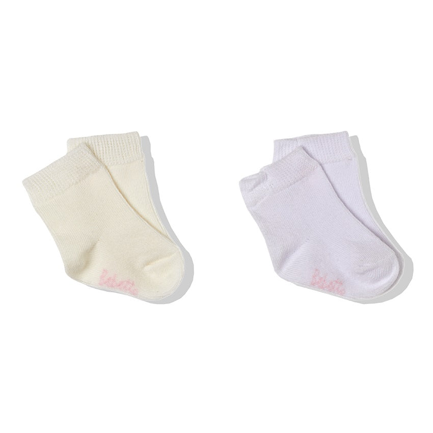 S726 Чорапи 2 Чифта Бял+екрю 0 6m Bebetto