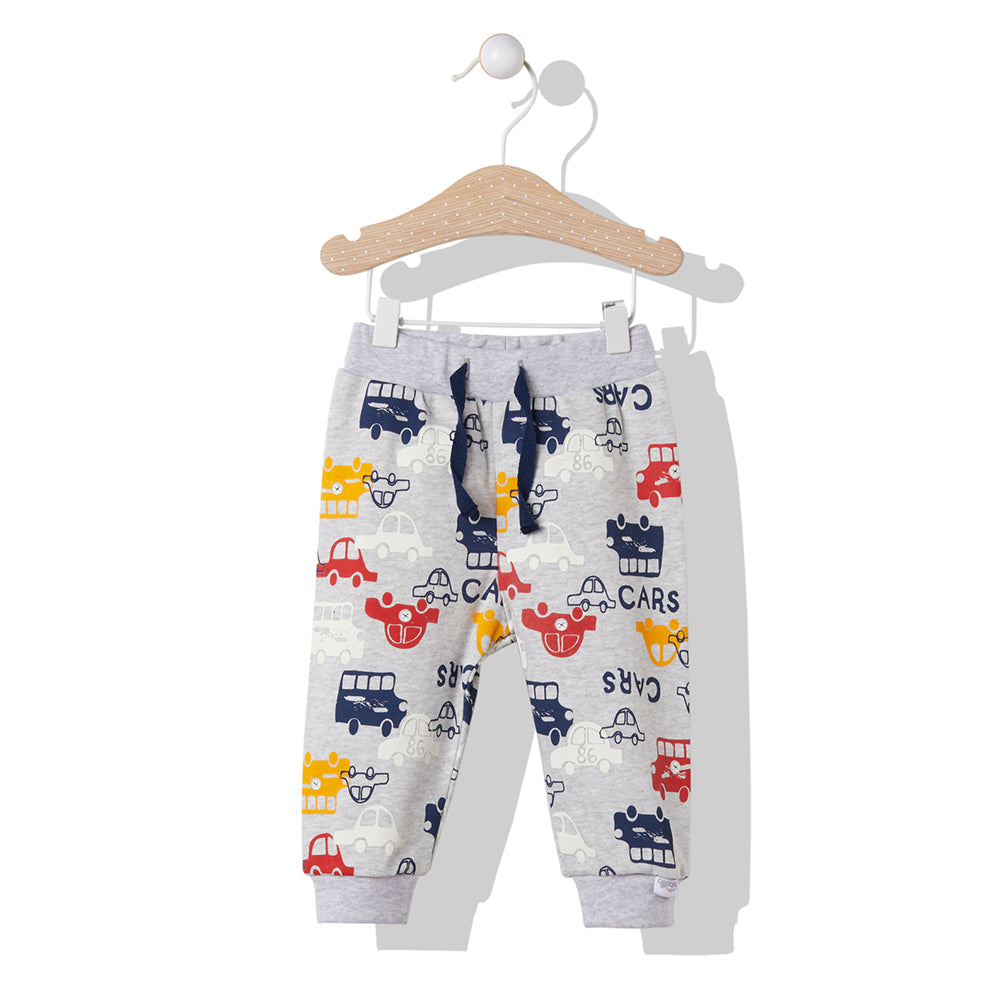 Pantaloni T2657 Pictați cu Mașini, Albastru Închis, 86 cm