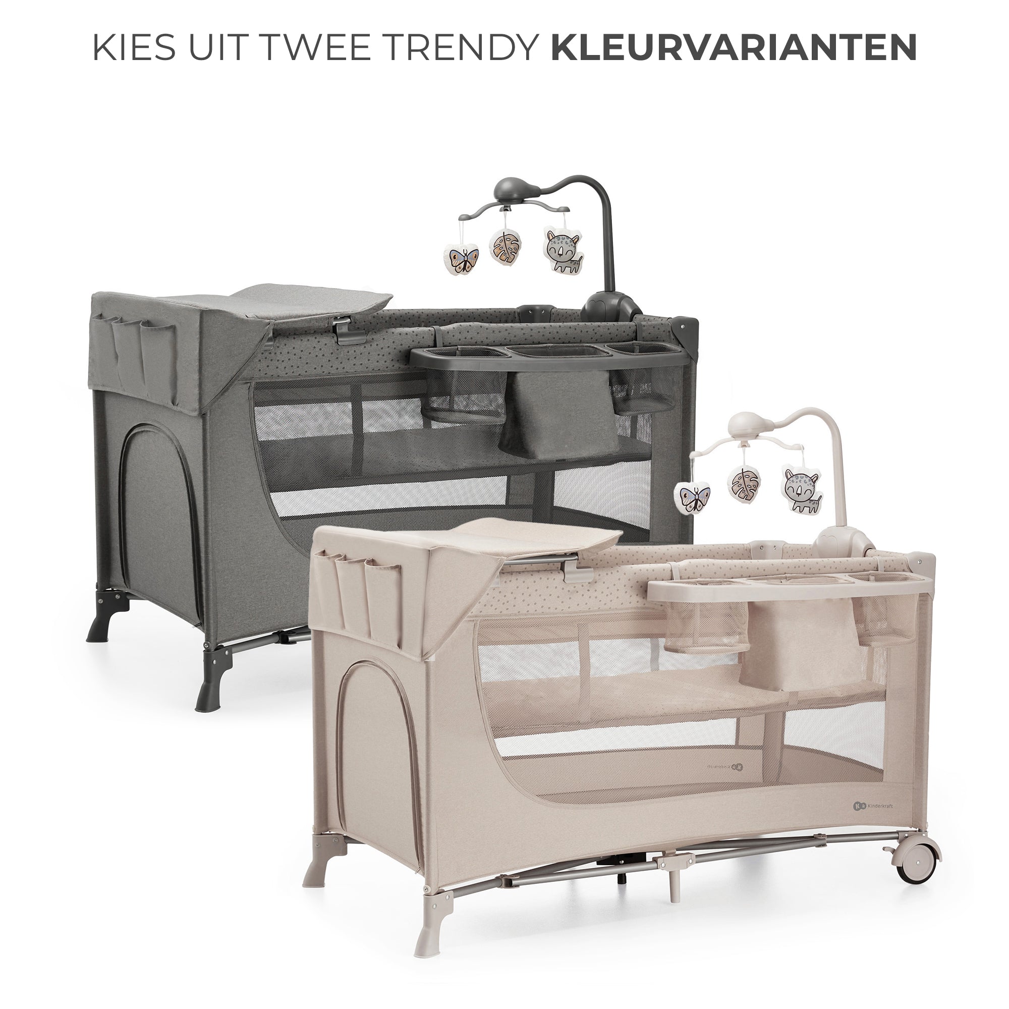 Pătuț pentru bebeluși Kinderkraft Joy Full 2 cu accesorii bej