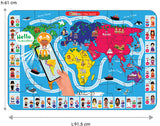 Covor mega puzzle cu vorbire și narațiune în bulgară, dimensiune 92x62, World 24 El., cu realitate augmentată 46x26x6, în 16 limbi, din spumă EVA