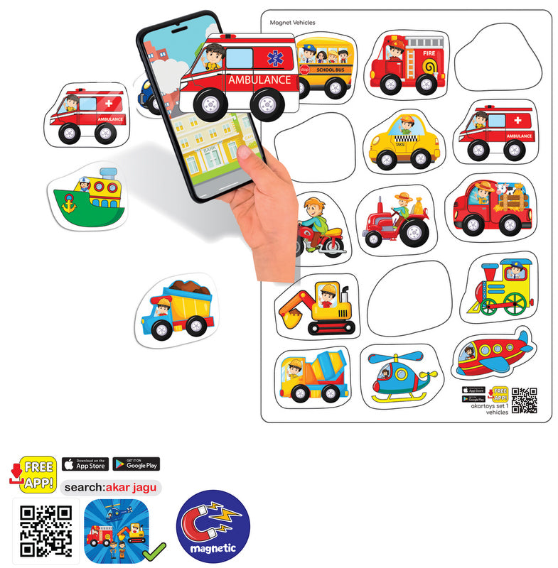 Говорещи И Разказващи На Български Магнити Транспортни Средства С Размери 13Х8 Общо 15 Ел. С Добавена Реалност 22Х16Х0.3На 16 Езика От Еva Пяна