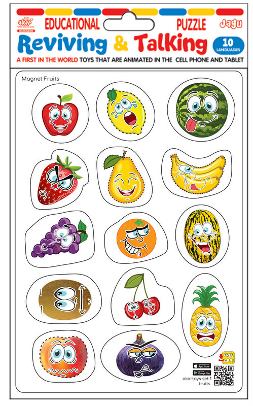 Говорещи И Разказващи На Български Магнити Плодове С Размери 11Х14 Общо 14 Ел. С Добавена Реалност 22Х16Х0.3На 16 Езика От Еva Пяна
