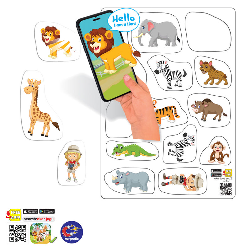 Говорещи И Разказващи На Български Магнити Сафари С Размери 11Х14 Общо 14 Ел. С Добавена Реалност 22Х16Х0.3На 16 Езика От Еva Пяна