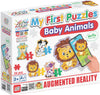 Puzzle-uri cu animale de companie pentru cei mici, de la 3 la 6 ani, cu dimensiuni de 13 x 55 cm, total 36 de unități. 8 modele cu realitate augmentată de 26 x 21 x 7 cm, în 16 limbi, din spumă EVA.