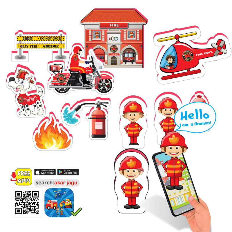 Говореща И Разказваща На Български Игра Профисии Пожарникарски Участък И Станция И ФигуркиС Добавена Реалност 26Х21Х7 На 16 Езика