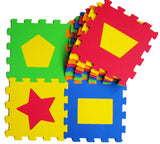 Covoraș puzzle pentru podea 33x33 10mm 10 piese cu forme geometrice din spumă EVA fără formamide, ftalați și bisfenol