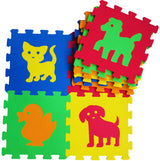 Covoraș puzzle pentru podea 33x33 10mm 10 piese cu forme de animale din spumă EVA fără formamide, ftalați și bisfenol