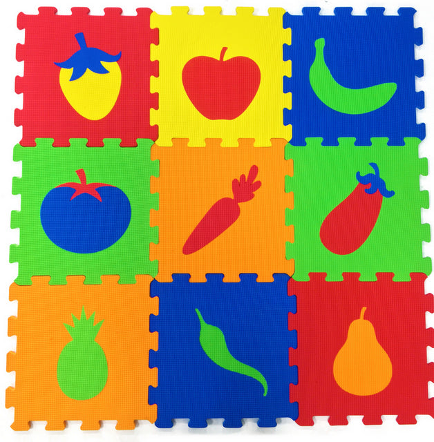 Пъзел Подложка За Под 33х33 7мм 9 Броя С Форми На Плодове И Зеленчуци От Ева Пяна Без Формамиди И Фталати И Бисфенол Julia