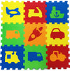Covoraș puzzle pentru podea 33x33 7mm 9 piese cu forme de mașini din spumă EVA fără formamide, ftalați și bisfenol