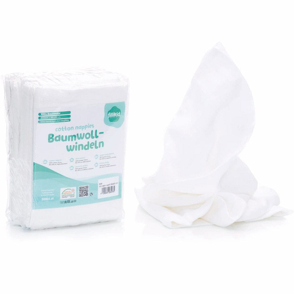 Fillikid Класически Бебешки Пелени - 100% Памук, 80X80 См (10 Бр./Оп.)